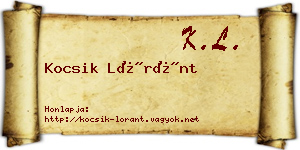 Kocsik Lóránt névjegykártya